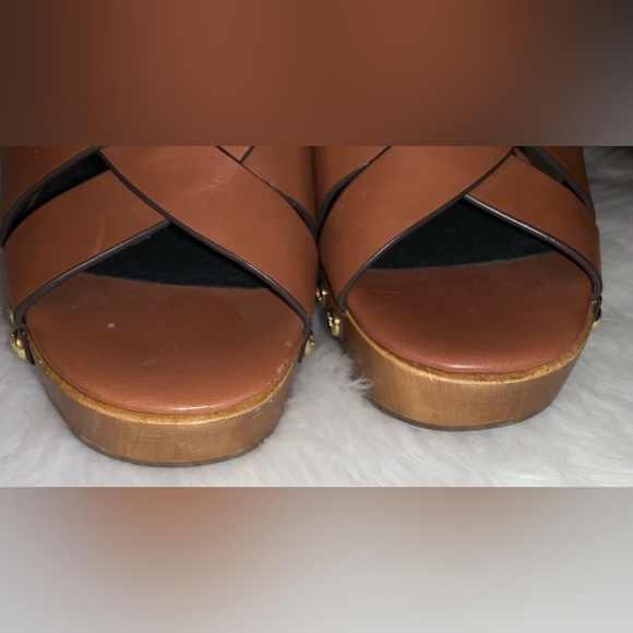 Worn 1x 👠 COACH Adessa leather wooden heels women’s size 9 - Picture 9 of 16